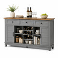 Buffet en Bois Gris avec Plateau en Chêne 140x40x85cm