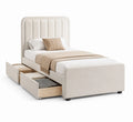 Lit simple en tissu avec tiroirs de rangement 200x100x90 cm