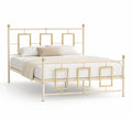 Lit double en métal crème avec détails dorés 200x140 cm