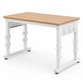 Bureau rectangulaire en bois et métal blanc ajustable 120x60 cm