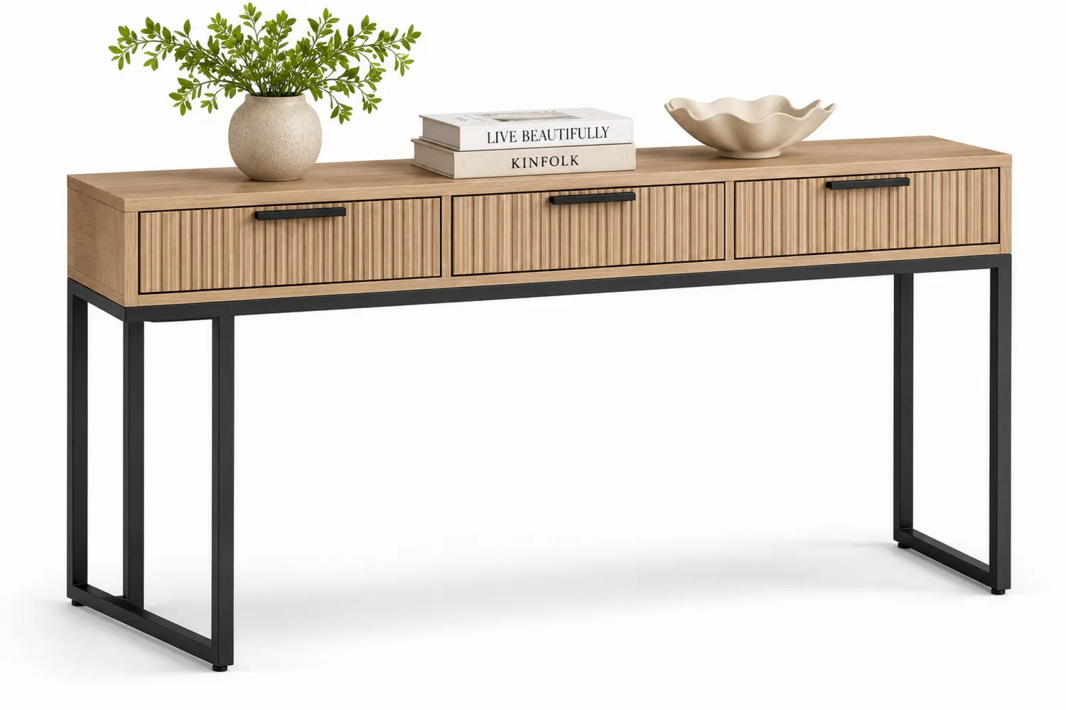 Console Bois Métal avec Tiroirs Marron/Noir