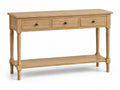 Console en bois rectangulaire avec 3 tiroirs et étagère 120x35x78 cm