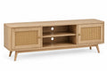 Meuble TV en bois avec portes en rotin 180x40x50cm