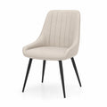 Chaise de salle à manger en tissu polyester beige avec pieds en métal noir, 85x50x60 cm