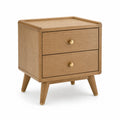 Table de chevet en bois avec 2 tiroirs et poignées en métal