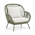 Fauteuil de jardin en acier et corde avec coussin en tissu