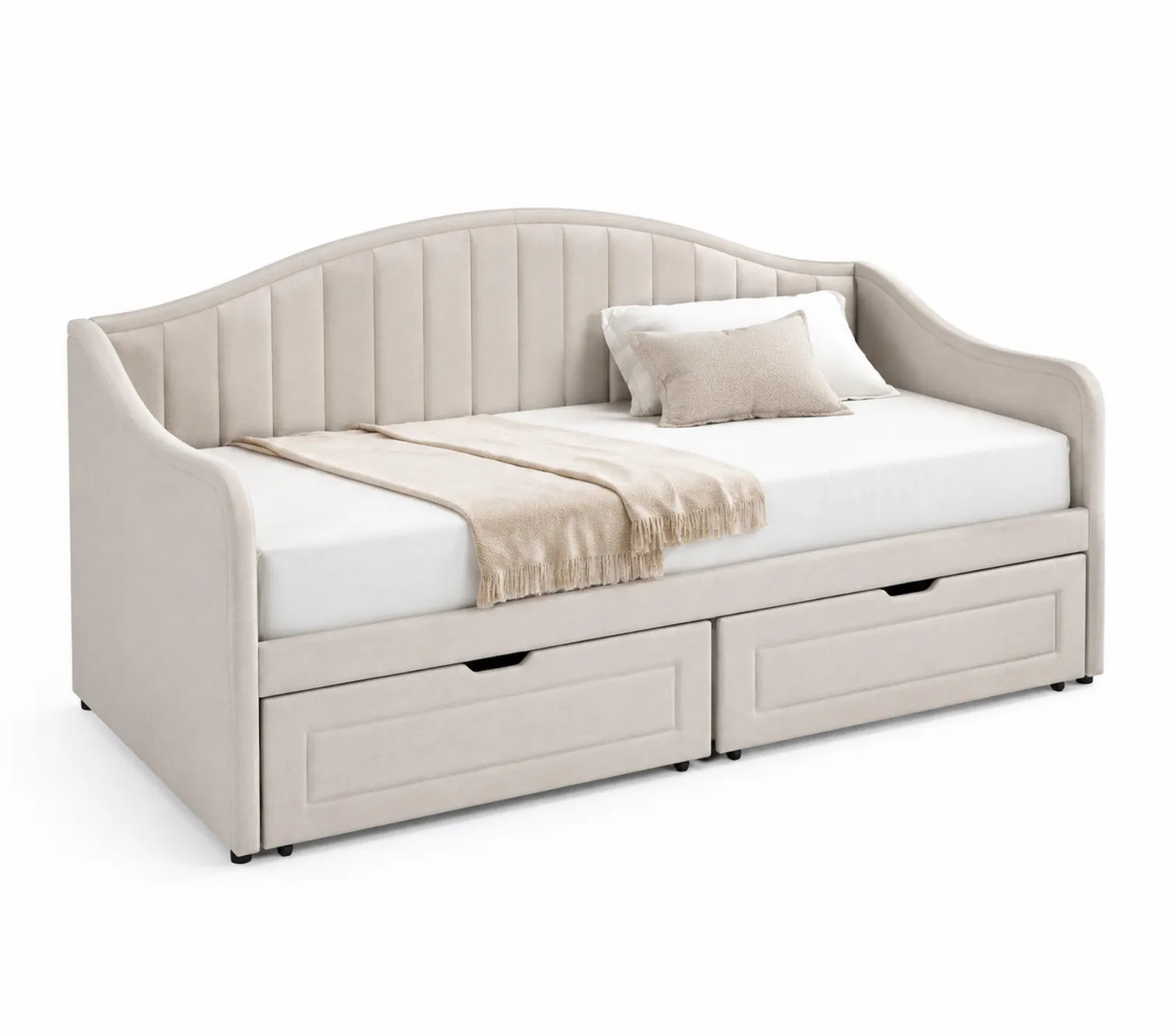 Lit banquette en tissu avec tiroirs 200x90 cm