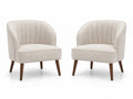 Paire de fauteuils en bois et tissu beige