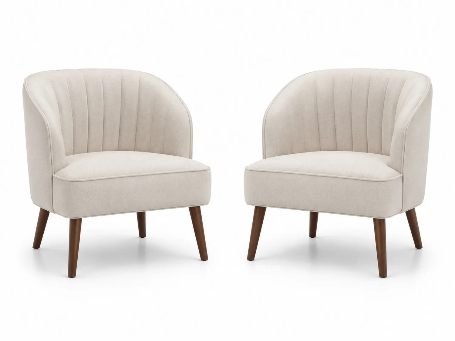 Paire de fauteuils en bois et tissu beige