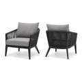 Ensemble de 2 fauteuils en aluminium corde noire avec coussins gris
