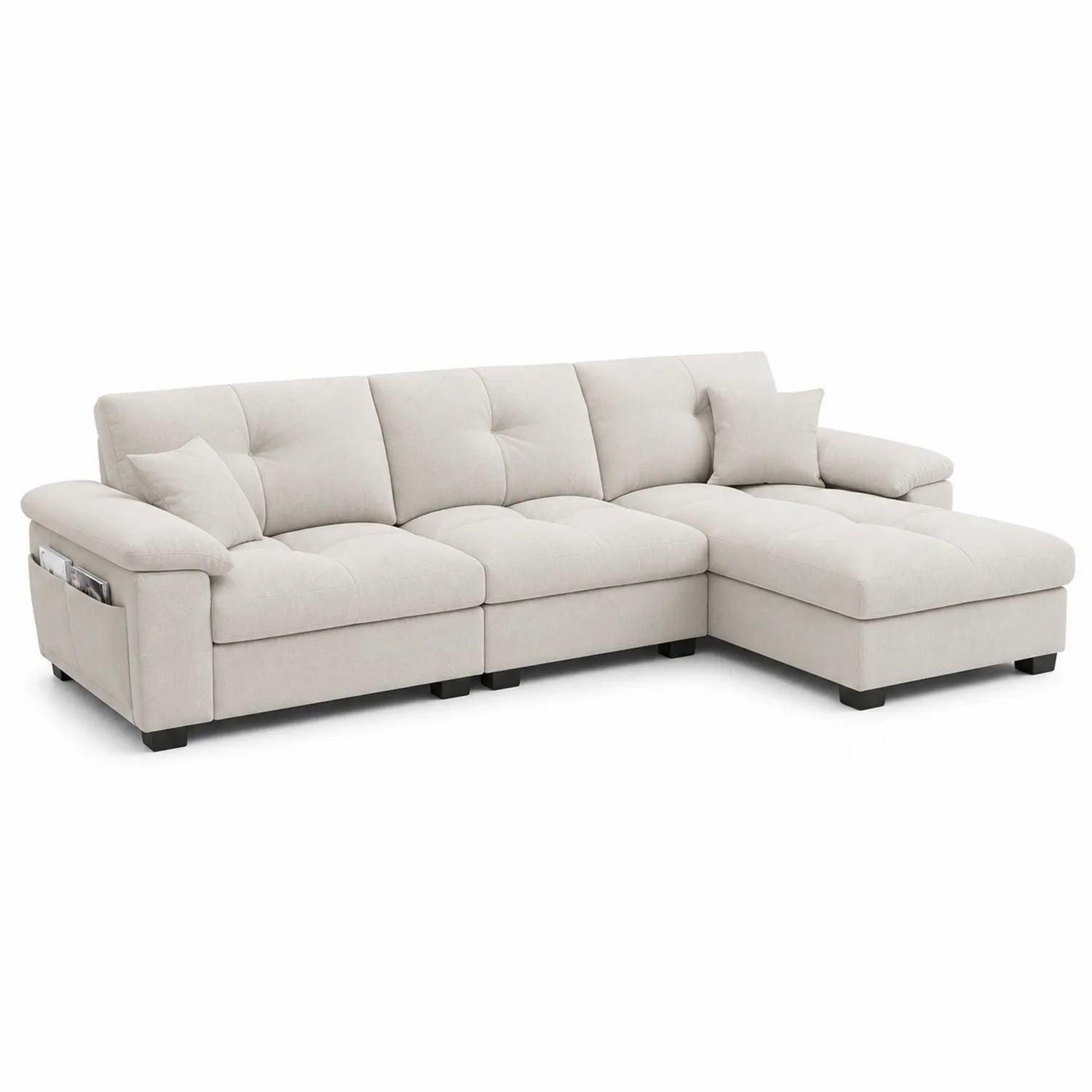 Canapé d'angle en tissu Beige L300 cm
