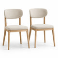 Lot de 2 chaises en chêne et tissu polyester Beige