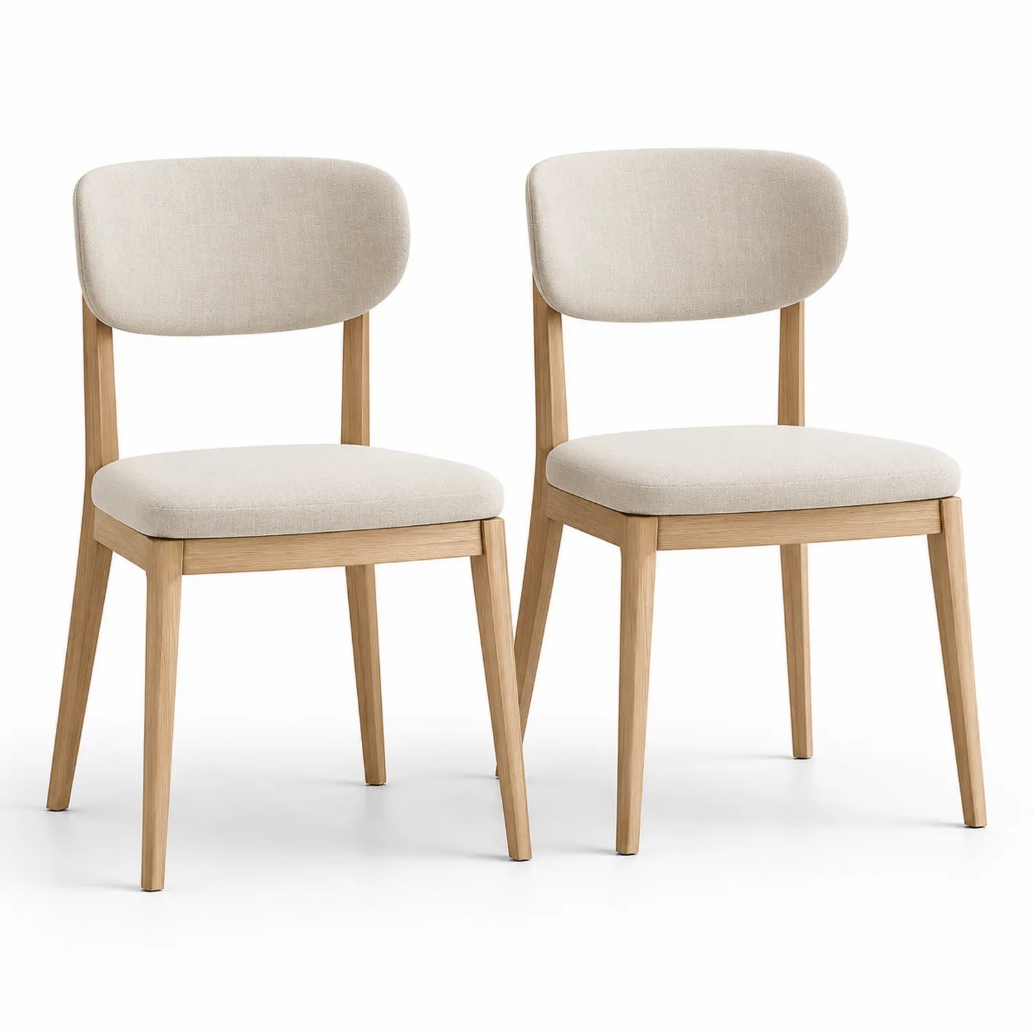 Lot de 2 chaises en chêne et tissu polyester Beige