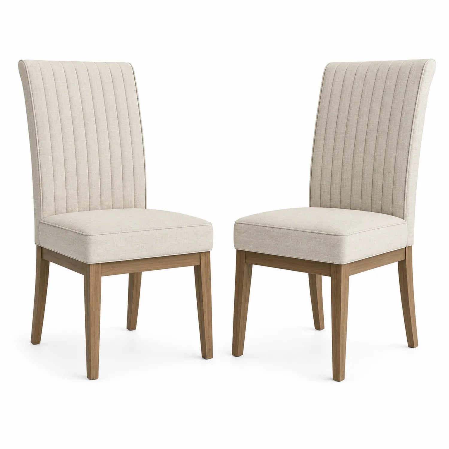 Lot de 2 chaises de salle à manger en bois et polyester beige