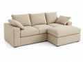 Canapé d'angle en tissu beige avec méridienne 3 places