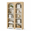 Bibliothèque en bois MDF avec étagères blanc et chêne 180cm