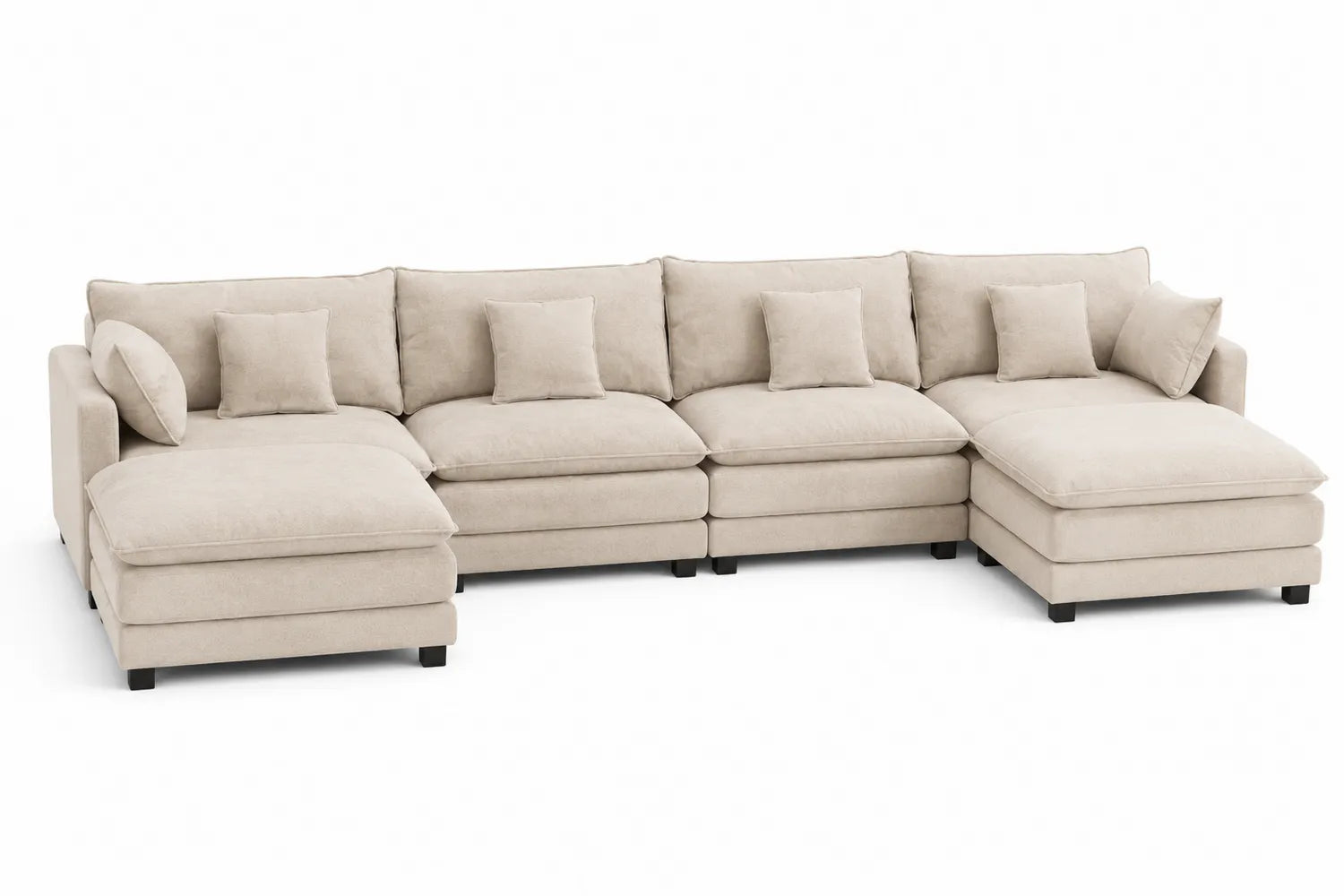 Canapé d'angle modulable en tissu beige