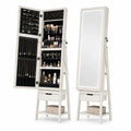 Armoire à bijoux pivotante avec miroir LED blanc