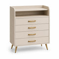 Commode en MDF Beige avec Pieds Métalliques
