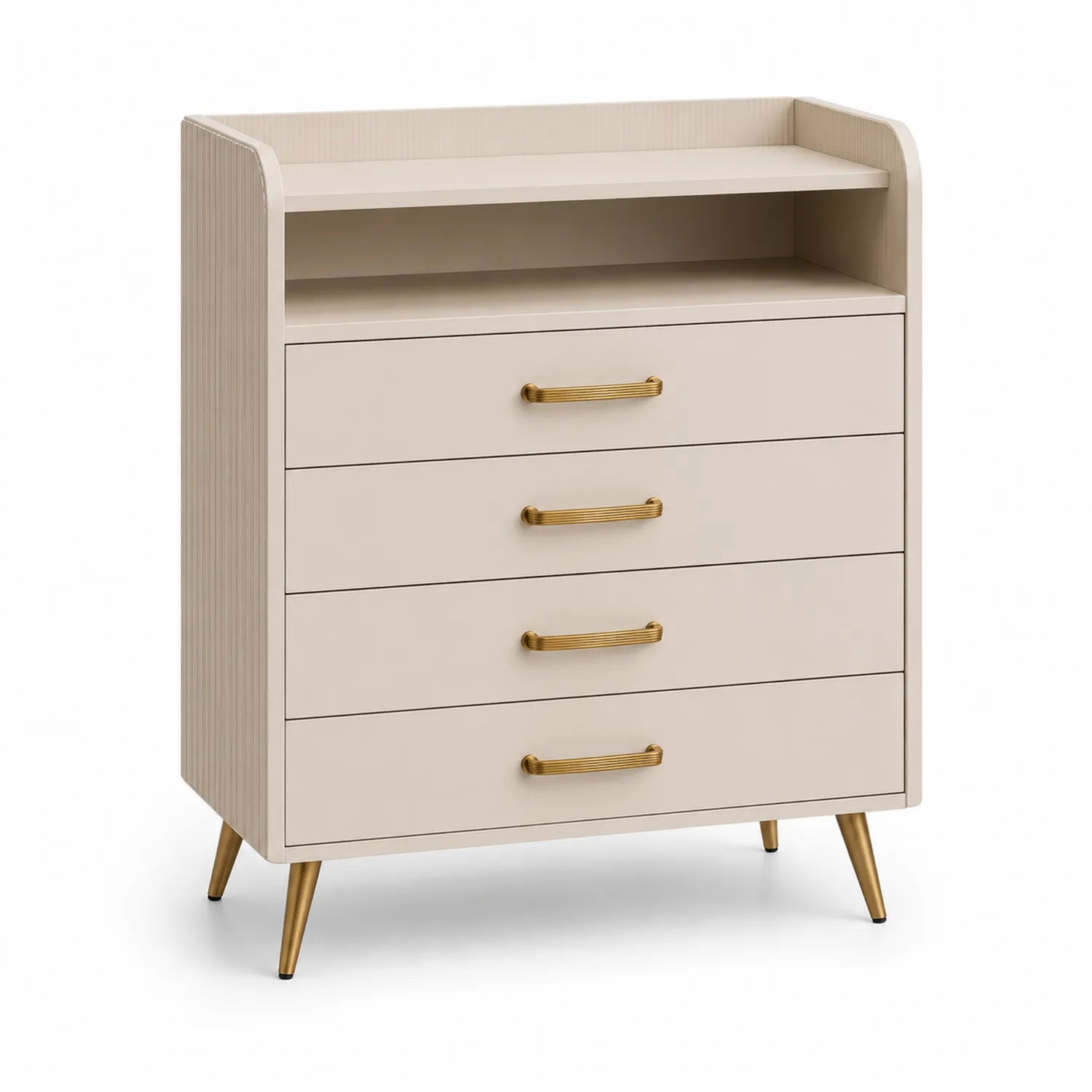 Commode en MDF Beige avec Pieds Métalliques