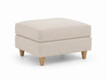 Repose-pieds en tissu beige avec pieds en bois