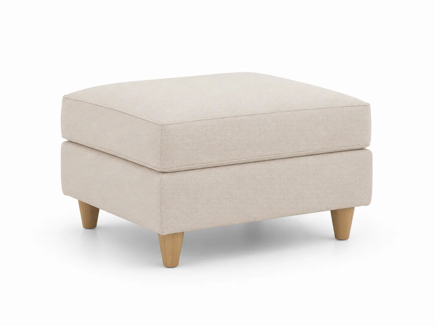 Repose-pieds en tissu beige avec pieds en bois