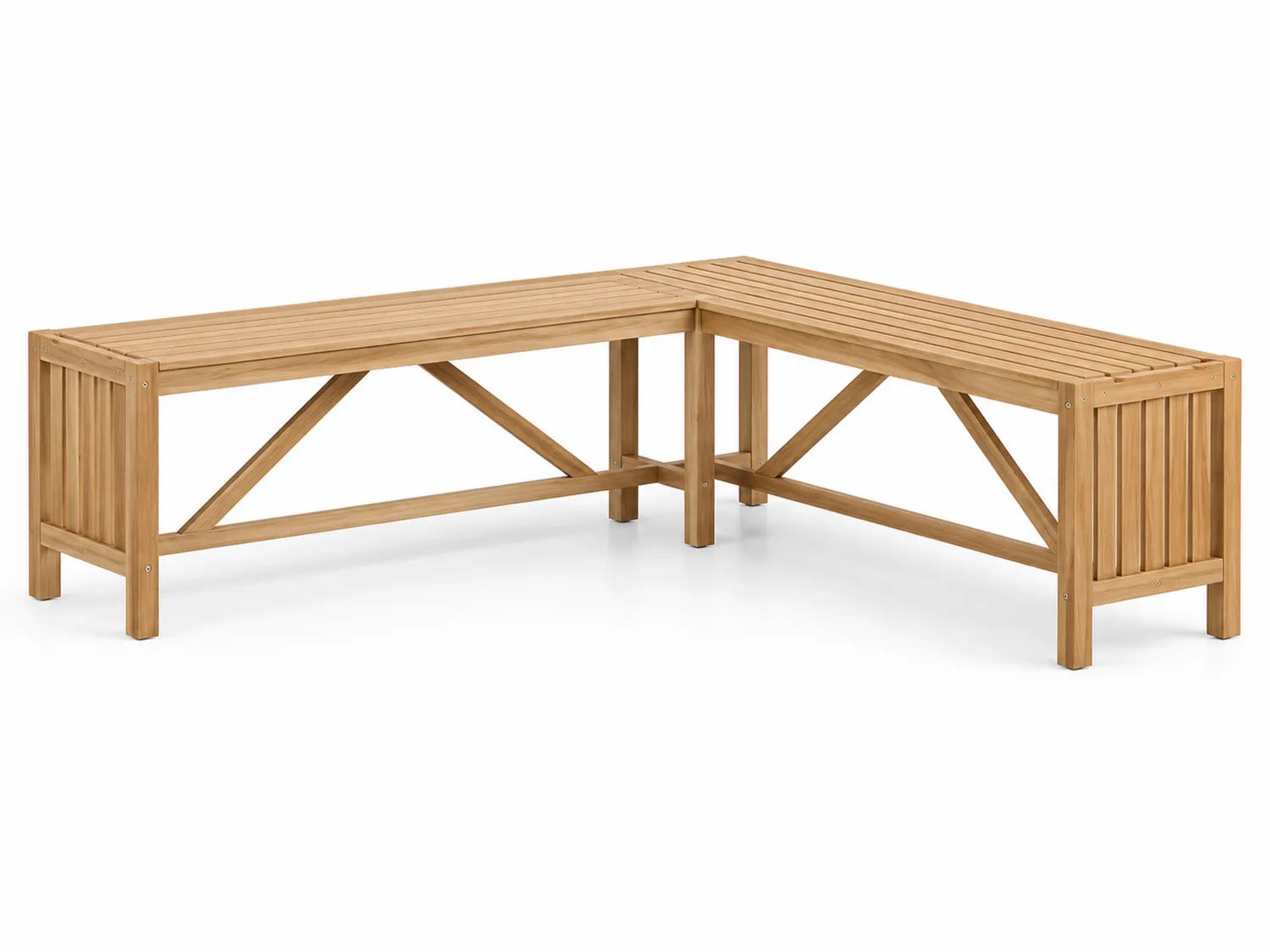 Banc d'extérieur en bois d'acacia en forme de L 150x90x45 cm