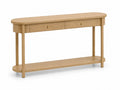 Console ovale en bois chêne avec tiroirs