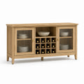 Buffet en chêne avec portes en verre et casier à vin