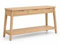 Console en chêne massif avec tiroirs et étagère 120x40x75 cm