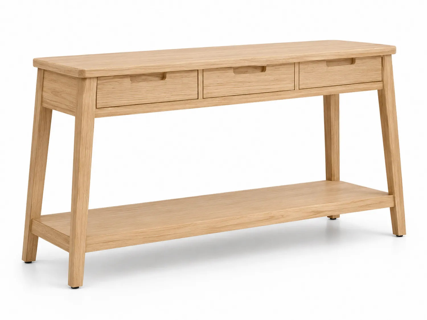 Console en chêne massif avec tiroirs et étagère 120x40x75 cm