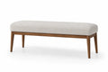 Banc rectangulaire tissu lin pieds bois noyer