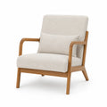 Fauteuil en bois tissu beige 80x75x90 cm