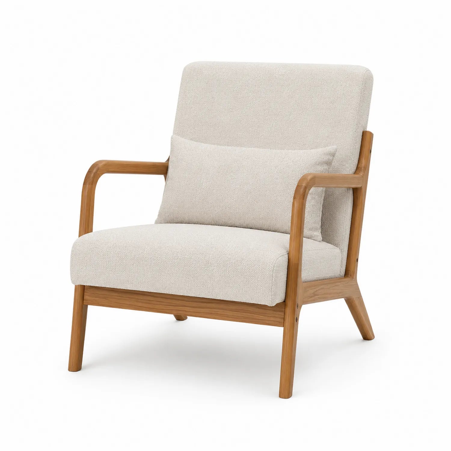 Fauteuil en bois tissu beige 80x75x90 cm