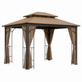 Tonnelle en aluminium et polyester Marron 3x3m