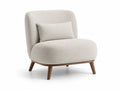 Fauteuil en tissu polyester beige avec pieds en bois