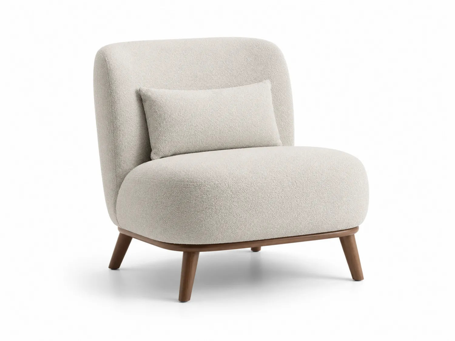 Fauteuil en tissu polyester beige avec pieds en bois
