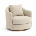 Fauteuil pivotant en tissu avec base en bois