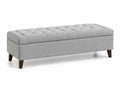 Banc de rangement en bois et lin gris 140 cm