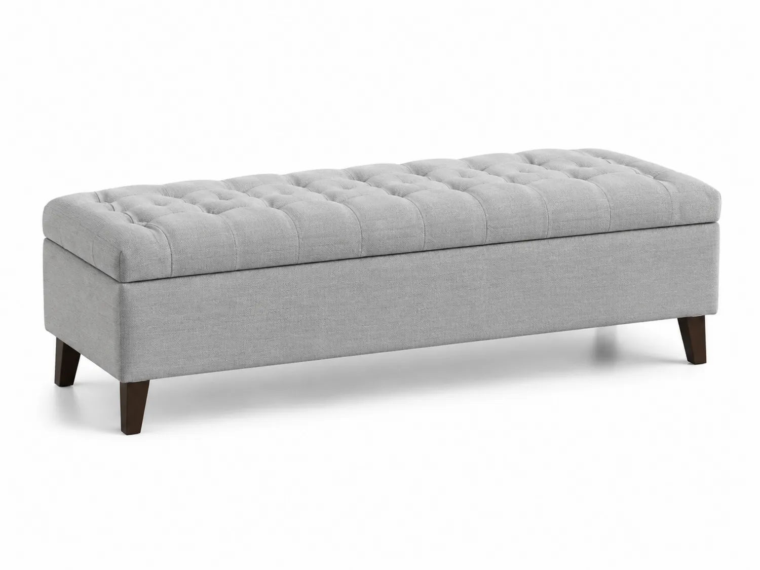 Banc de rangement en bois et lin gris 140 cm