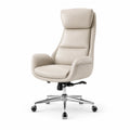 Chaise de bureau en cuir synthétique beige avec acier chromé