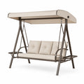 Balancelle d'extérieur 3 places acier tissu beige 200x120x164 cm