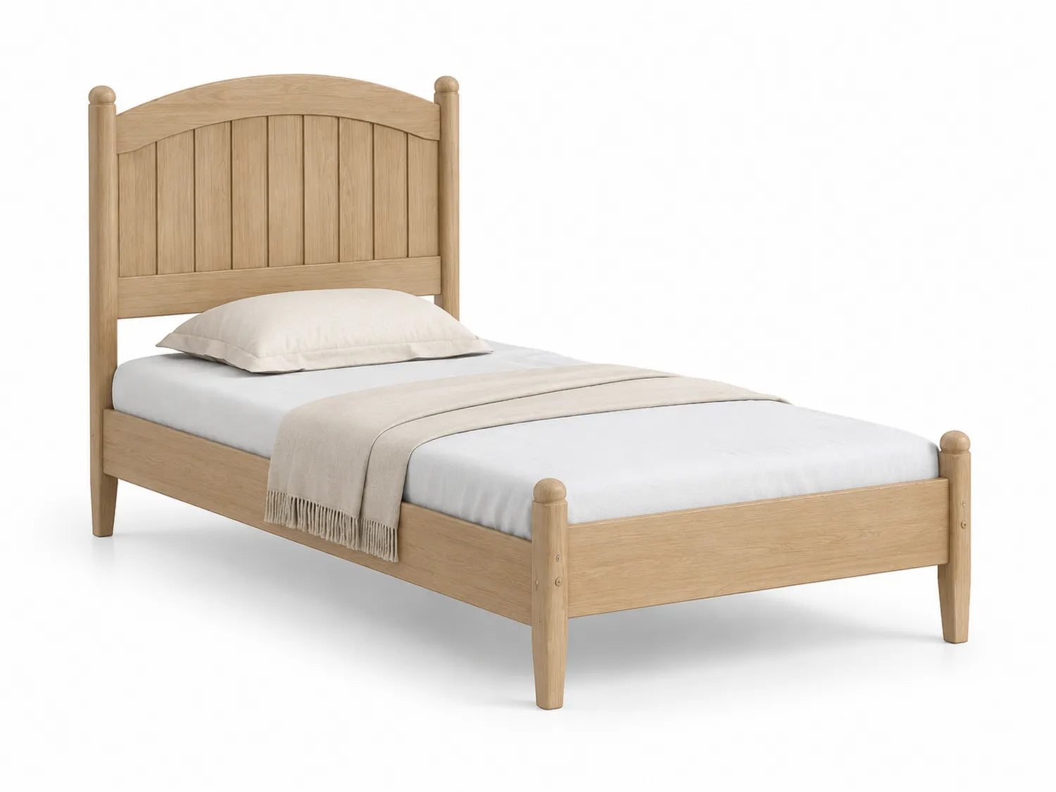 Lit simple en bois de chêne avec tête de lit