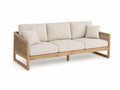 Canapé extérieur en bois avec coussins en tissu beige