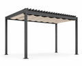 Pergola en aluminium avec toit rétractable noir et beige 300x400 cm