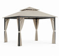 Pavillon de jardin en aluminium avec toit en polyester beige 3x4m