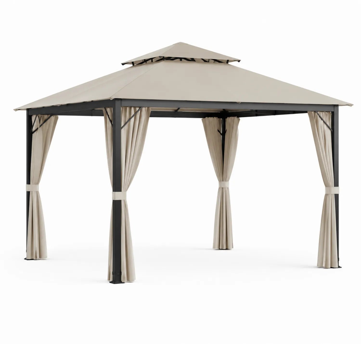 Pavillon de jardin en aluminium avec toit en polyester beige 3x4m