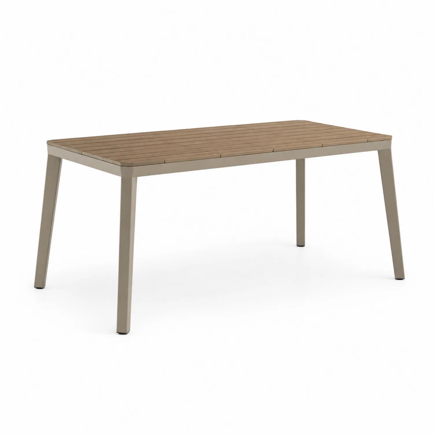 Table à manger d'extérieur aluminium aspect bois marron 150x90x75 cm