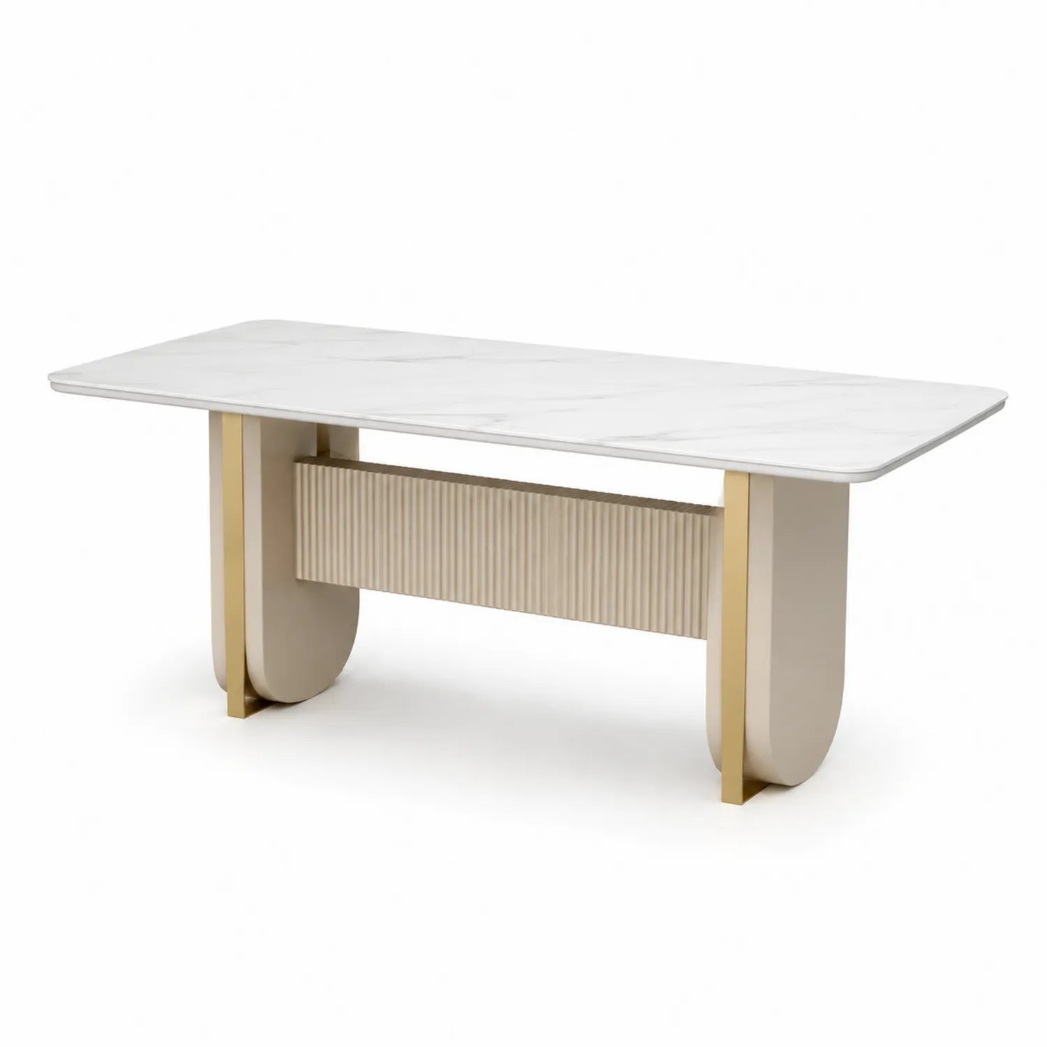 Table à manger rectangulaire en marbre avec piètement en métal 200x100x75 cm
