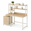 Bureau en bois avec étagères et tiroirs en métal